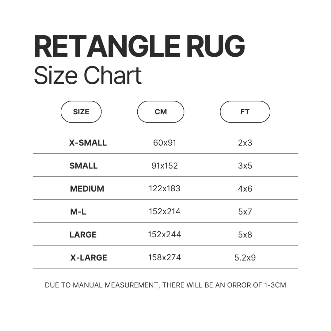 Retangle Rug Size Chart - OFFICIAL Inuyasha