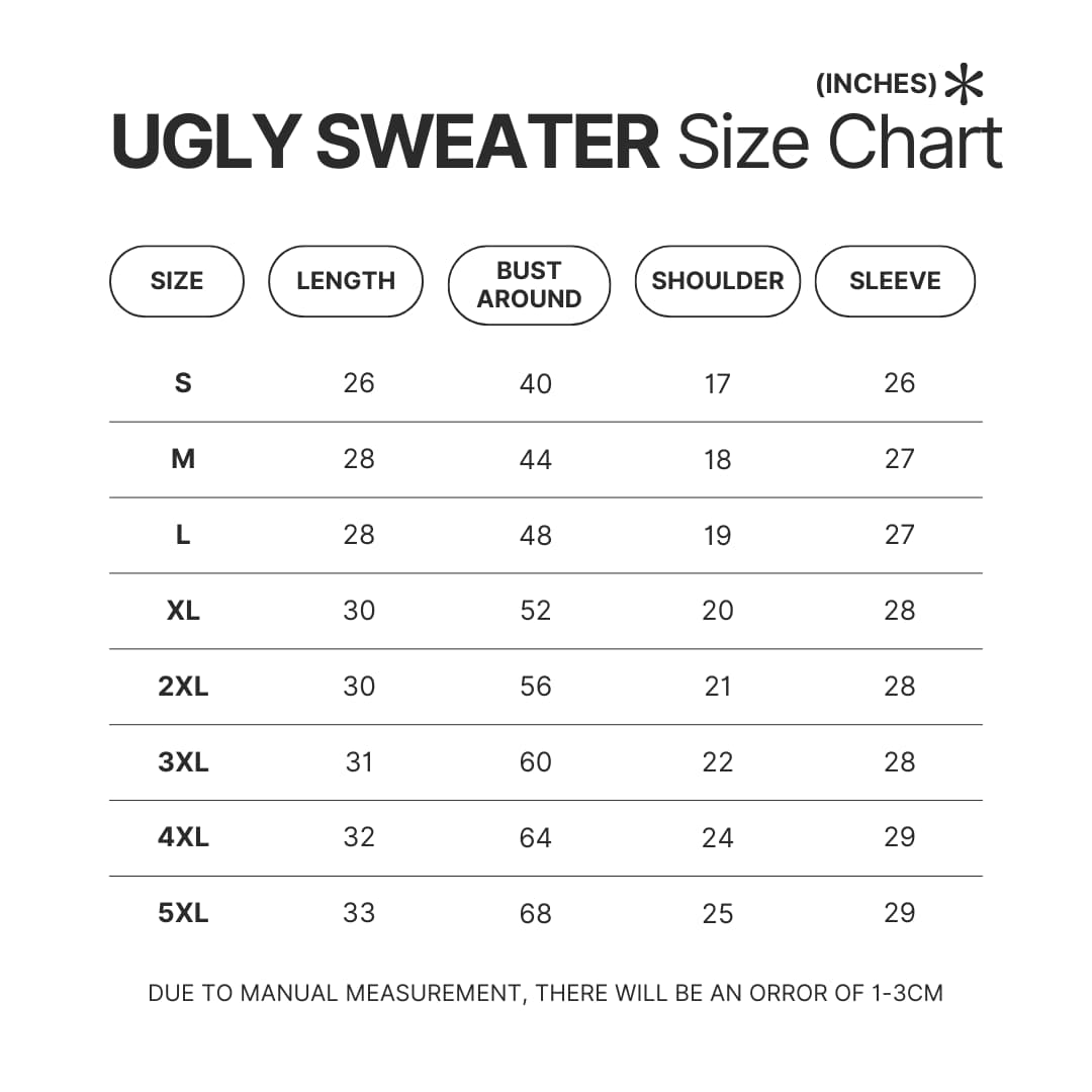 Ugly Sweater Size Chart - OFFICIAL Inuyasha