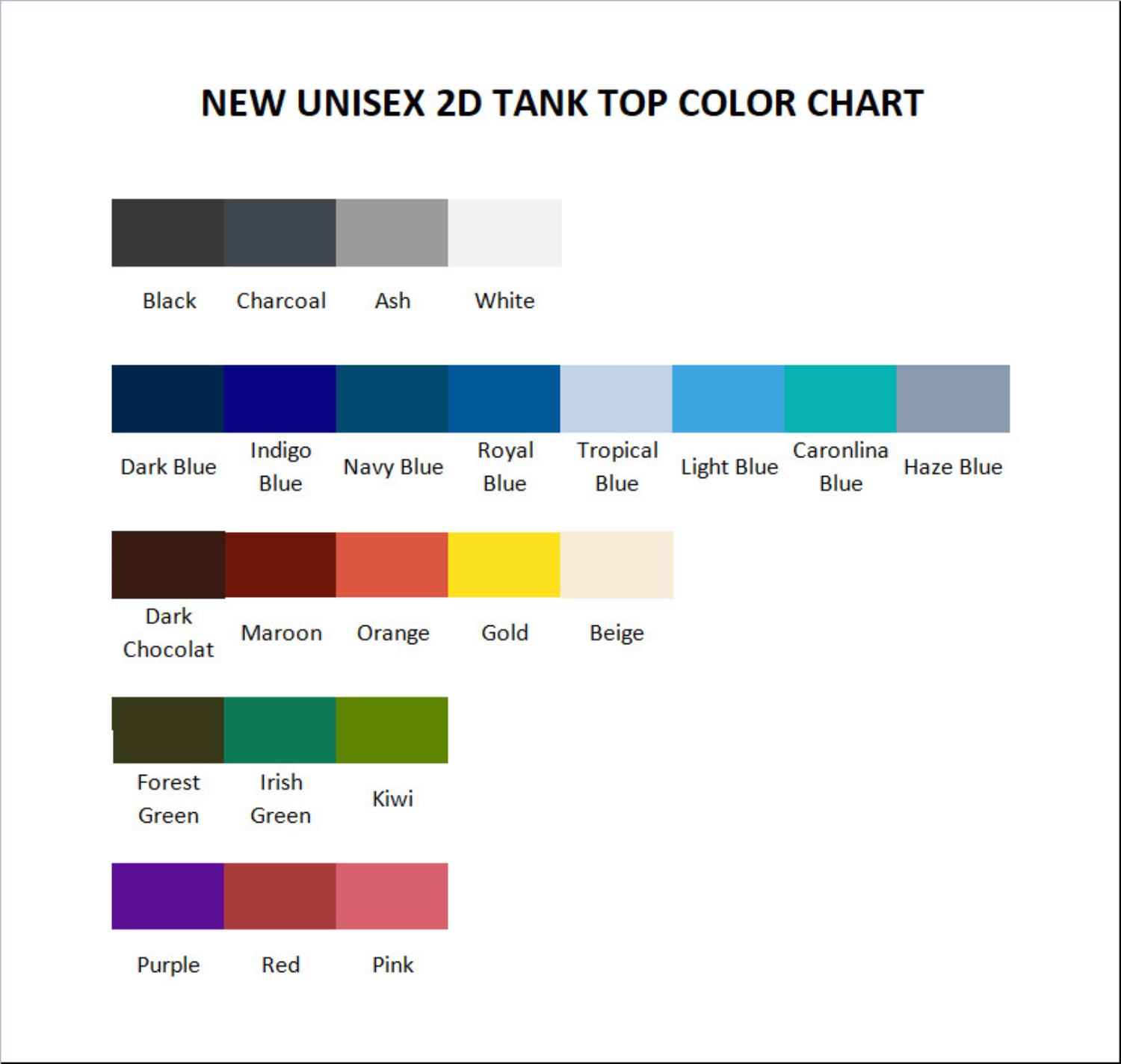 tank top color chart - OFFICIAL Inuyasha