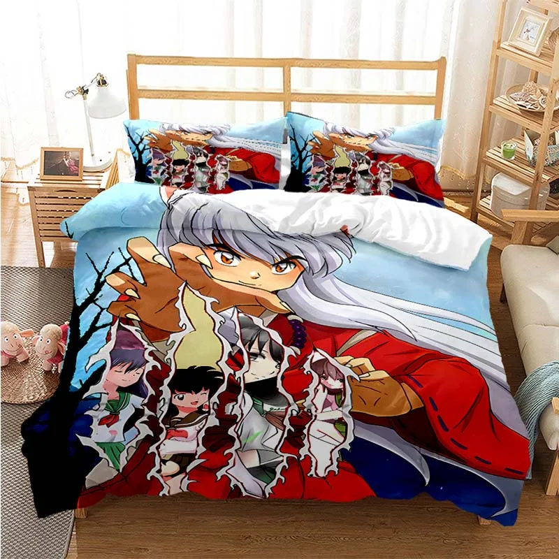 Anime Inuyasha 3D Bedding Set Black Duvet Quilt Cover Set Comforter Cover Pillowcase King Queen Size 11 - OFFICIAL Inuyasha