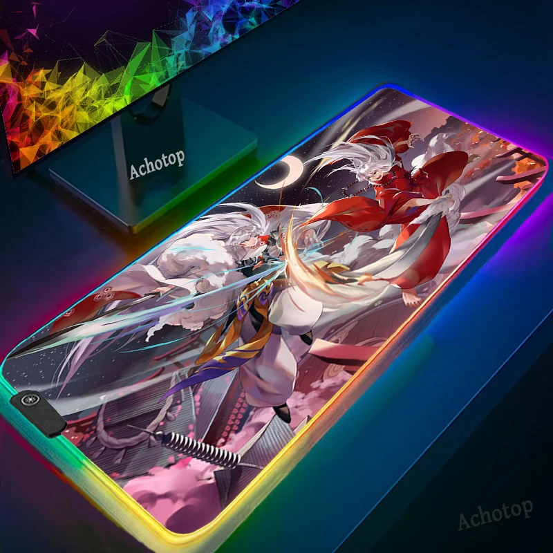 Inuyasha Gaming Mouse Pad Computer Mousepad RGB Large Mouse Pad Gamer XXL Mouse Carpet Mause mats 3 - OFFICIAL Inuyasha