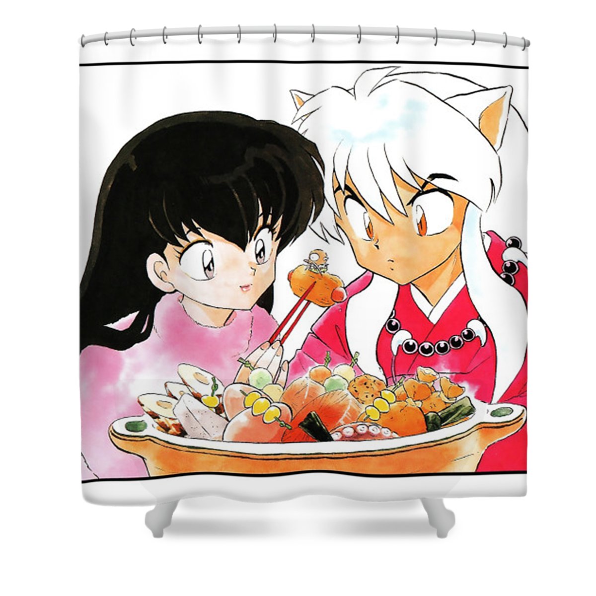 Kagome And Inuyasha Hotpot Shower Curtain
